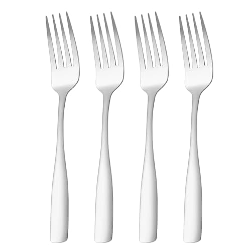 Image of 7.7 inch Sterling Silver Dinner Forks Set of 4 - Food-Grade 18 /8 Stainless Steel Silverware, Durable Mirror Polished Metal Forks, Dishwasher Safe, Perfect for Home, Restaurant, and Gifting