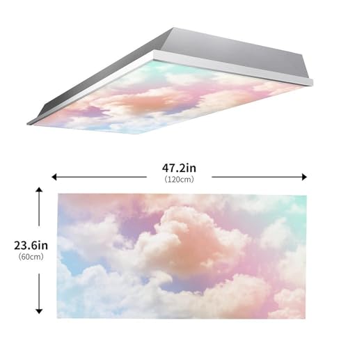 Image of Fluorescent Light Cover for Classroom - 2 Pcs Colorful Clouds Fluorescent Light Covers, Ceiling Light Covers Shade Panel Coverings for Office Classroom Home Drop Ceiling, 4 x 2 Feet