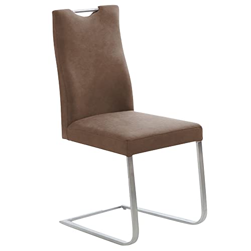 Komfort & Wohnen Freischwinger mit Griff in Bezug Microfaser Schlamm