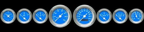 1234 Marker Blue SAE Oil Pressure Gauge (White Vintage Needles, Chrome Trim Rings, Style Kit Installed)