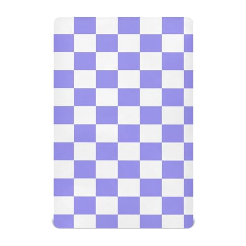 Image of Checkerboard White Light Purple Crib Sheets for Boys Girls Pack and Play Sheets Portable Mini Fitted Baby Sheet for Standard Crib and Toddler Mattresses Baby Boy Girl, 52x28IN