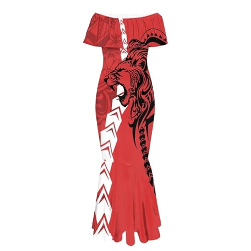 Image of Polynesian for Women S-7XL Off Shoulder Maxi Dress Hawaiian Summer Dresses