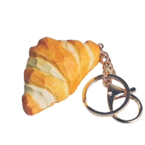 Cute Croissant Keychain - Metal Pastry Key Ring Charm, Fashion Bag Accessory for Women and Girls, Sweet Birthday Gift for Friends