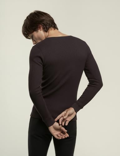 Image of DAMENSCH HeatCode Warmer for Men; Cotton Blend Winter Inner; Fleece Lined Ribbed Thermal Wear for Men Top; Super Soft Body Warmer Full Sleeves Topwear