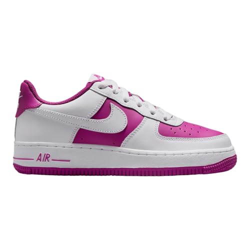 Nike Air Force 1 Low Grade School Basketball Shoes (White/Hot Fuchsia) (HV0938-100, Pink/White)