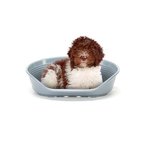 Ferplast Hundebett Katzenbett Kunststoff-Hundebett mit gepolstertem Baumwollkissen Medium Hundeliege waschbar Hundekorb 74 x 48 x h 25 cm, Dunkelgrau – Bild 3