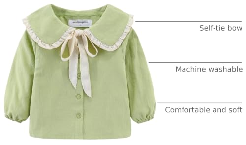 Image of Mud Kingdom Girls Blouse Shirts Spring Fall Long Sleeve Button-Down Top Ruffle Collar
