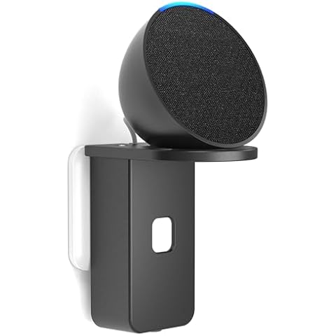 PlusAcc Wall Mount for Pop & Nest Mini - Cable Management Outlet Wall Stand Hanger Shelf Holder Compatible with Google Nest Mini & Pop, No Drilling Needed (Black) Cover