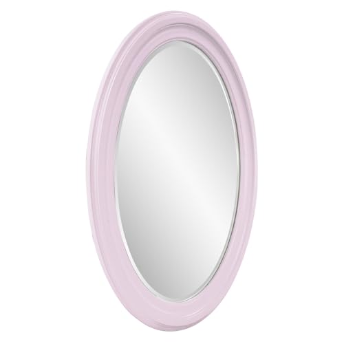 Image of Howard Elliott Collection George Oval Glossy Lilac Wall Mirror, Oval Bevelled Hanging Wood Framed Vanity Mirrors for Home Decor, Living Room, Bathroom, Bedroom, or Hallway, 25 x 33 Inch