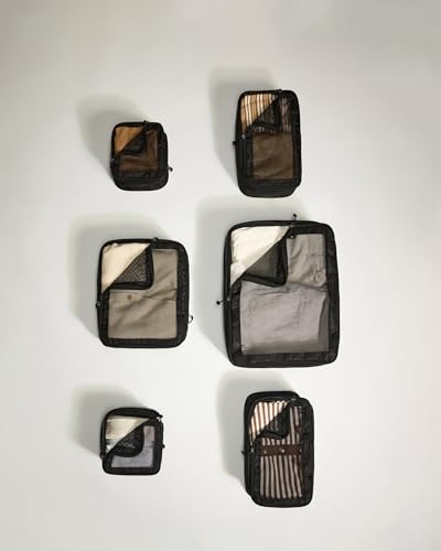 Compression Packing Cubes, Set of 6 Essential Packing Cubes for Suitcases and Backpacks - Holiday, Travel & Accessories Organiser, Easy Clothes and Shoe Storage - Black3