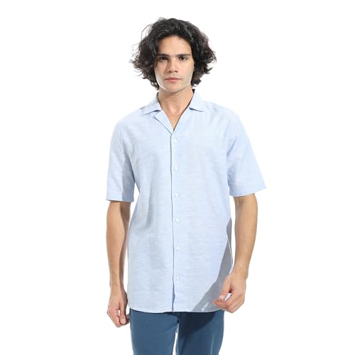 قميص كتان نصف كم من اندورا، بلون أزرق فاتح (Baby Blue)، مقاس...