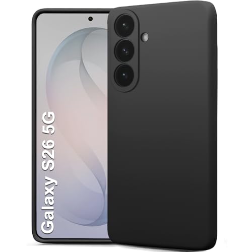 Image of TheGiftKart Genuine Liquid Silicone Back Cover Case for Samsung Galaxy S26 5G | Soft Micro-Fibre Lining Inside | Camera Protection Bump | Shockproof Back Cover for Samsung S26 5G (Silicone, Black)