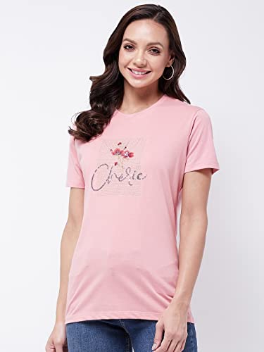 Image of Modeve Women Printed Cotton Blend Half Sleeve Round Neck T-Shirt for Summer