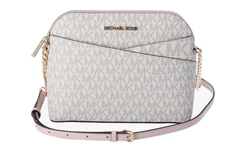 Michael Michael Kors Bolsa feminina de couro transversal de viagem Jet Set média, Blush em pó/baunilha