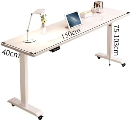 Adjustable Over Bed Table with Wheels, Mobile Laptop Cart for Work & Study, Height 75-103cm, King Size Overbed Table, Rolling Workstation (Brown)
