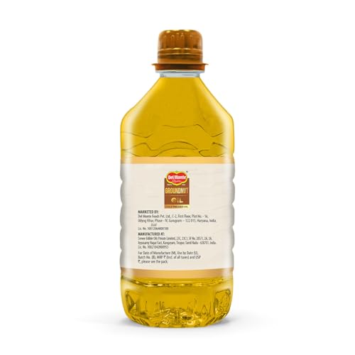 Image of Del Monte Cold Pressed Groundnut (Peanut) Oil 5L,Kolhu /Kacchi Ghani /Mara Chekku /Ganuga|100% Pure & Unrefined|Nutty Flavour & Aroma|Good For Heart Health (Pack of 3)