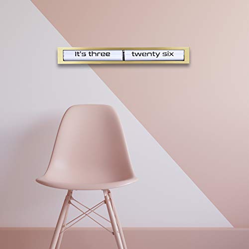 Cloudnola Texttime Metal Wall And Table Flip Clock And Wall Decor, Gold And White, 24 Inches Wide, Battery Operated Digital Display #TOP2