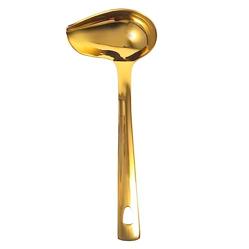 ULTECHNOVO Cuillère à Sauce En Acier Inoxydable 304, Manche Long, Cuillère à Vinaigrette, Ustensile Cuisine Résistant, Maison Et Restaurant, Finition Lisse Dorée