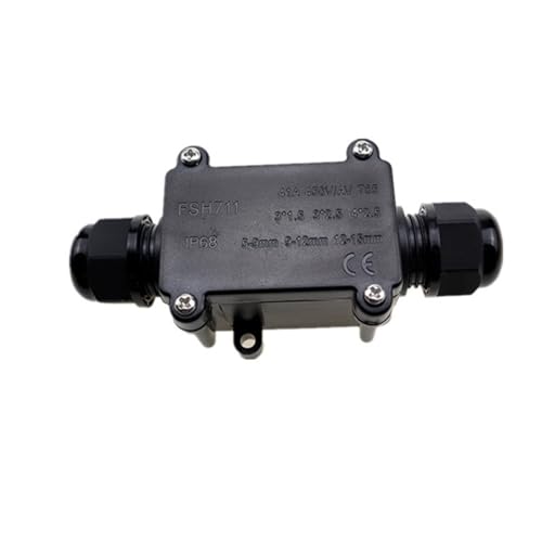 Lansonee Surface Mounted Junction Box - Waterproof IP68 2-Way Outdoor Cable Connector for 5-15mm Diameter Cables
