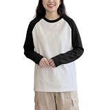 [YOUXTU] Tシャツ 男女兼用 長袖 レディース トップス ラグラン袖 丸首 無地 コットン 柔らかい おしゃれ シンプル 吸汗性 通気性 ゆったり 万能アイテム 学生 大人 カジュアル 可愛い 通勤 お出かけ 春 秋
