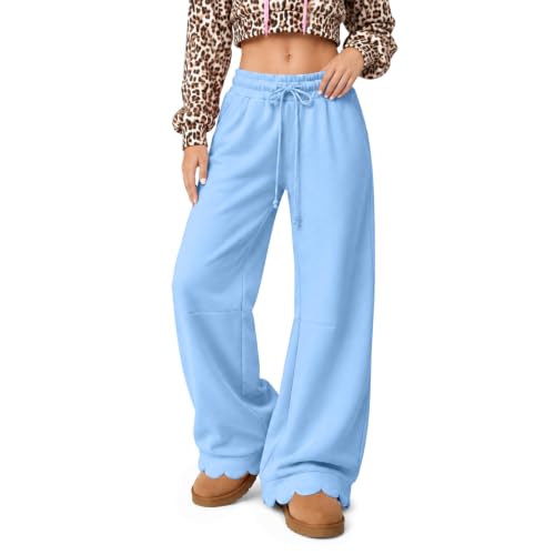 Wide Leg Sweatpants Women Scalloped Baggy Lounge Sweatpants Sweat Pants - image 4