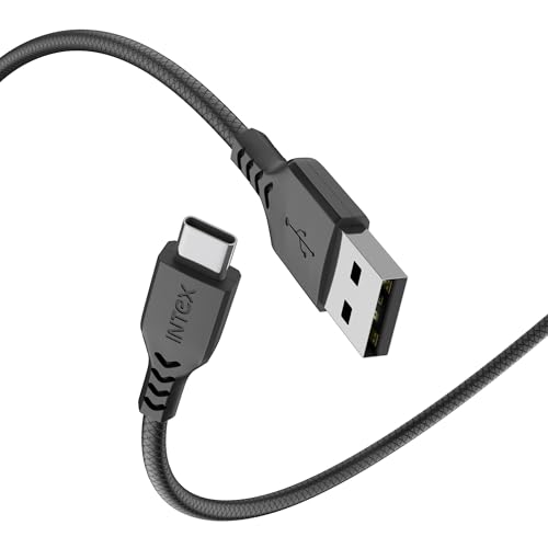 Image of Intex SPEED 3A USB to Type C Fast Charging & Data Sync Tangle Free Cable, Output 480 Mbps for BT Speaker, Mobile, Tablet, TWS & Other Type C Devices- Black