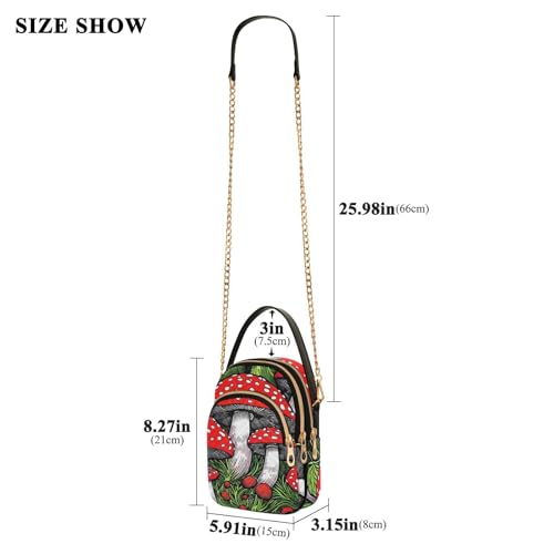 Pattern Vivid Red Mushroom Crossbody Shoulder Bags for Women, Compact Fashion Sling Bag with Chain Strap Top handle for Evening Party Dating Travel4