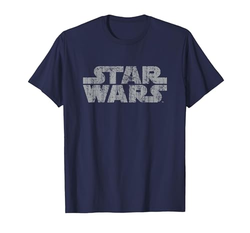 Star Wars Original Logo Weathered T-Shirt, Men, Navy Blue, X-Large