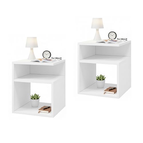 Baroni Home Set de 2 Tables de Chevet Modernes avec 3 Étagères Ouvertes, 35x35x41,5 cm, Tables...