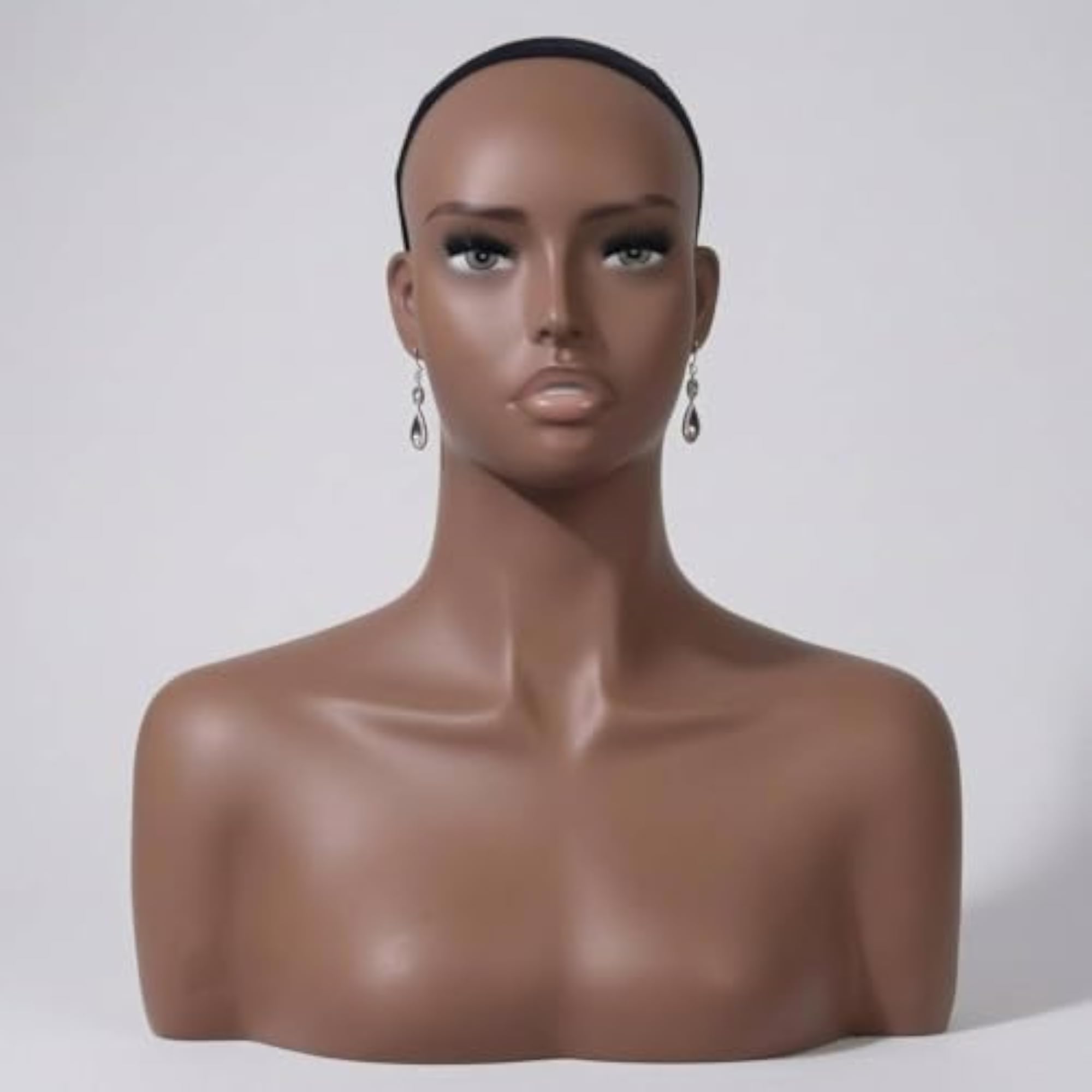 Dark Brown Realistic Jewelry Display Bust Mannequin