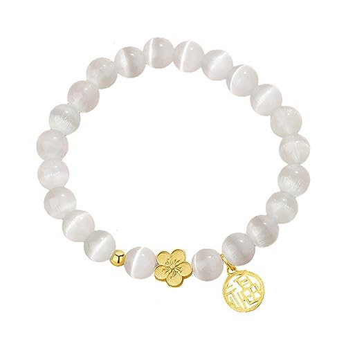 Bracelet en argent 925 avec fleur de pêcher et carte Fu artisanale