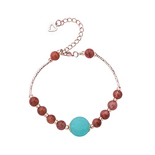 Bracelet en cristal d'aigue-marine et agate naturelle de prestige