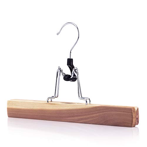 Hangerworld Pack Of 10 Skirt And Pants Hangers With Clamp Clips, 10.6Inch American Cedar Wood Hanger #TOP1