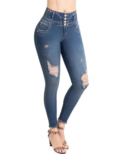 Women's High Waist Body Shaping Jeans Flat Tummy Control Leggings Stretch Slimming Skinny Denim Pants3