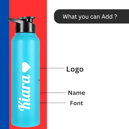 Image of CASPIAN / / / Hike Stainless Steel Customize Sipper Water Bottle Leak Proof Thunder for Fridge Home Office Travel School Kids Boys Girls Adults Sports Gym Yoga (B Teal 1 Litre, Set of 1)