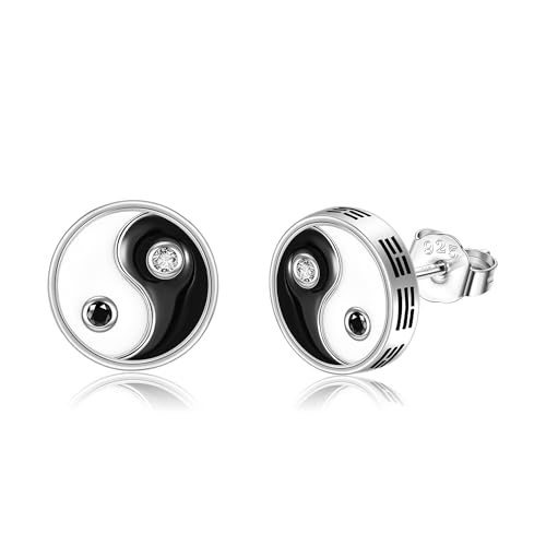 Viking/Yinyang/Eye of Horus/Atheist/Triangle/Square Earrings Stud Sterling Silver Viking Egyptian Jewelry Gift for Men