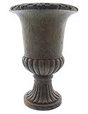 FRANK FLECHTWAREN Pflanzer Rustic Amphore, dunkelbraune Steinoptik, antik gearbeitet, Polyresin, Wasserablauf, Maße: Ø 35 x 50 cm