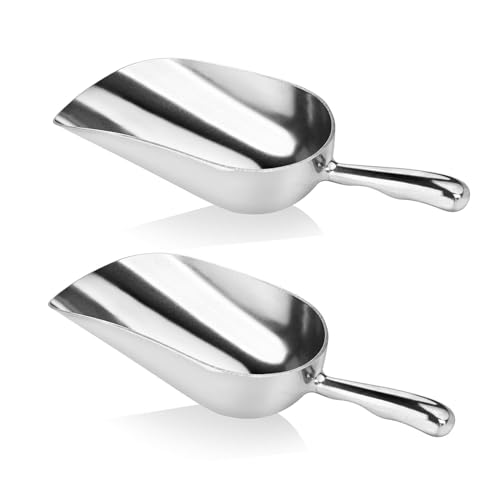 Ice Scoops Set, 2pc Contoured Handle Scoops, Aluminum & Stainless...