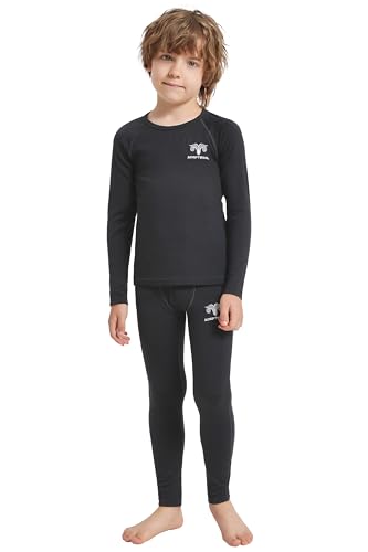 Boy Kids Merino Wool Base Layer Set Top and Bottom Thermal Underwear