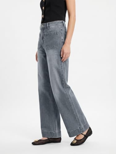 Image of Urbano Fashion Women's Mid Rise Wide-Leg Washed Jeans Non-Stretchable