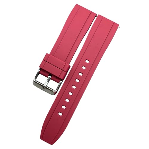 ROUREOX 18mm 20mm 22mm Banda Elástica Silicona Antideslizante Correa Goma Deportiva Duradera Hebilla Pasador para Seiko/Rolex Submariner-Rojo 18MM
