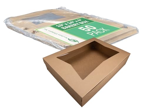 Southern Champion Tray 23133K Kraft Paperboard Lock Corner Window Bakery Box, 19