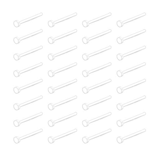 Mayhoop Clear Nose Studs Retainers Bioflex Acrylic Nose Rings 22G 32 Pcs Plastic Bone Pin Nose Studs for Women Men School Work Piercing Jewelry