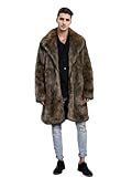 UMREN Men's Luxury Faux Fur Coat Jacket Winter Warm Long Coats Overwear Outwear (4X-Large, Brown 2)