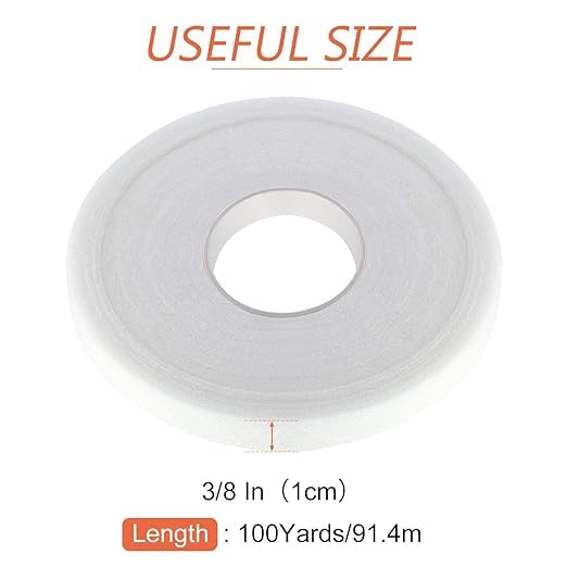 Image of GEMSY Hem Tape Rivil Civil Fabric Fusing Tape Double Sided | Adhesive Hem Tape Iron on Tape (White) Buckram Interfacing Interlining Fusible 100Yards Sewing Accessory Adhesive | Tailoring Fusing Tape