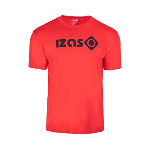 Izas - Camiseta Manga Corta para Hombre - 100% Algodón Orgánico - Camiseta Deportiva con Diseño - Prenda Cómoda y Altamente Transpirable, Ideal para Actividades Outdoor - Moran Rojo y Negro - L