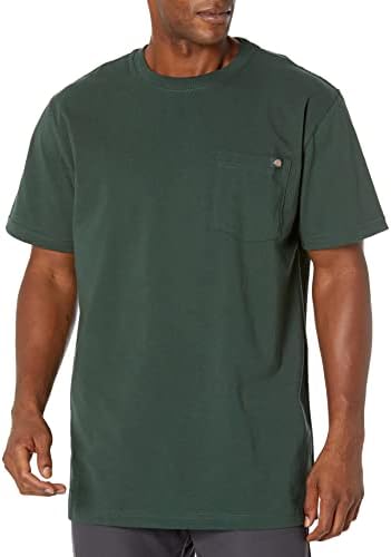 Dickies mens Heavyweight Crew Neck Short Sleeve Tee Henley Shirt, Hunter Green, X-Large US