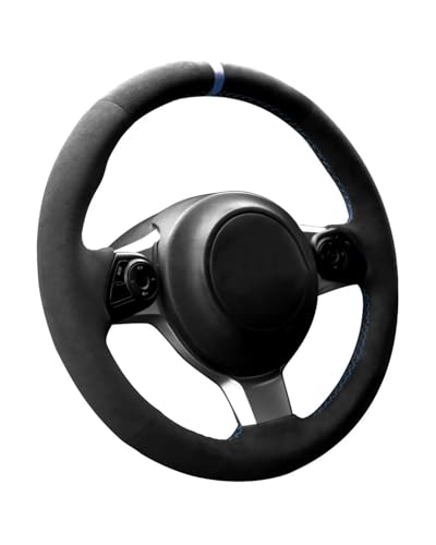 ハンドルカバー 86 GT86 GR86用 ステアリングホイール編み込み カーステアリングホイールカバー スエードレザー ステアリングカバー(黒い糸)
