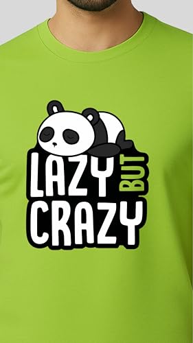 Image of Men's Cotton T-Shirt, Character-Inspired Lazy But Crazy Text T-Shirt Printed for Men and Boys, Round Neck, Half Sleeve, Regular Fit