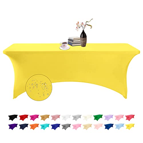 eccwai Spandex 8ft Waterproof Table Cover for Party,Wedding, Banquet, and Events(Yellow) by eccwai - Used condition - US$20.10
